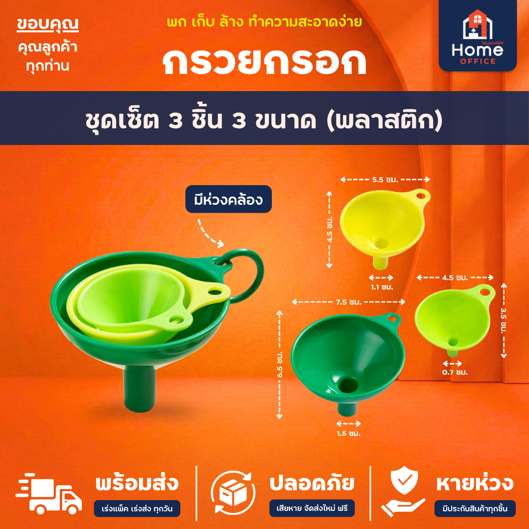 ขวดแก้วใส่ซอส (หุ้มสแตนเลส) ทรงกระบอก ความจุ 250-500 มล. - กรวยพลาสติก 3 ชิ้น